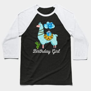 Cool Cute Alpaca Llama Cactus Girls Birthday Party Animal Baseball T-Shirt